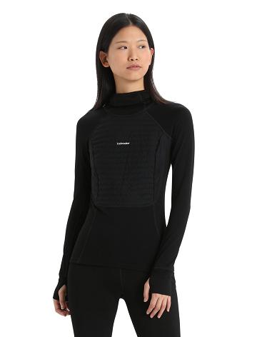 Base Layers Icebreaker ZoneKnit™ Merino Insulated Long Sleeve Hoodie Femme Noir | FR 1885PJJQ